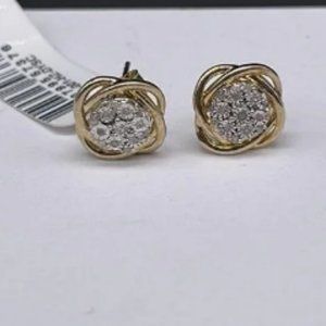 Gold, Diamond Cluster Stud Earrings 1/10 ct ttl weight Diamonds CLEARANCE!